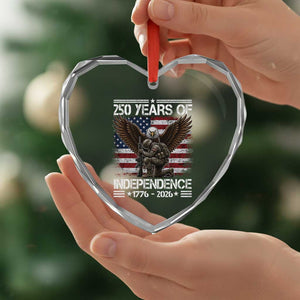 250 Years Of Independence Military Army Heart Crystal Glass Ornament 250th Anniversary USA Bald Eagle