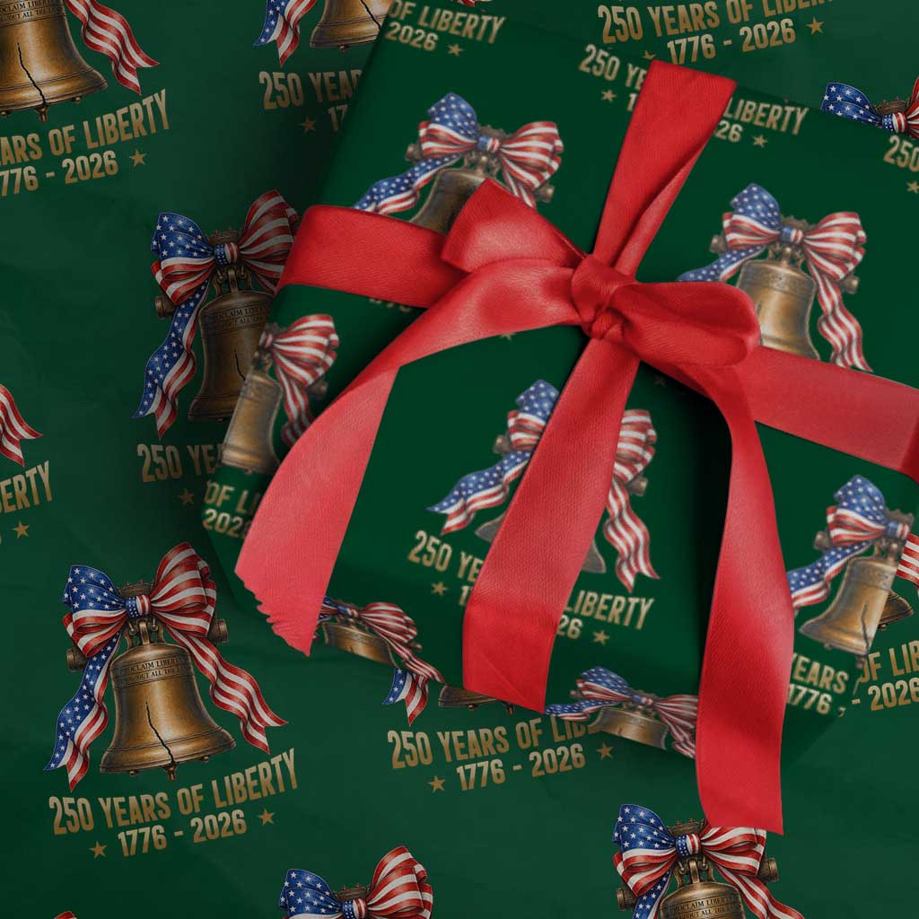 250 Years Of Liberty Wrapping Paper Roll American Heritage Bell Graphic