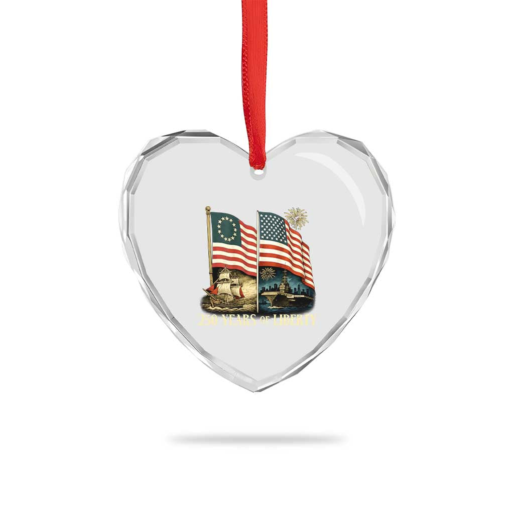 250 Years of Liberty Heart Crystal Glass Ornament US 250th Anniversary Semiquincentennial 2026 Patriotic TS02 Print Your Wear