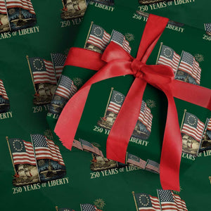 250 Years of Liberty Wrapping Paper Roll US 250th Anniversary Semiquincentennial 2026 Patriotic TS02 Green Print Your Wear