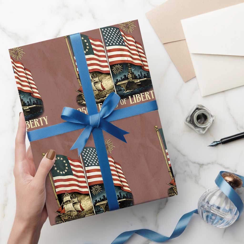 250 Years of Liberty Wrapping Paper Roll US 250th Anniversary Semiquincentennial 2026 Patriotic TS02 Mocha Print Your Wear