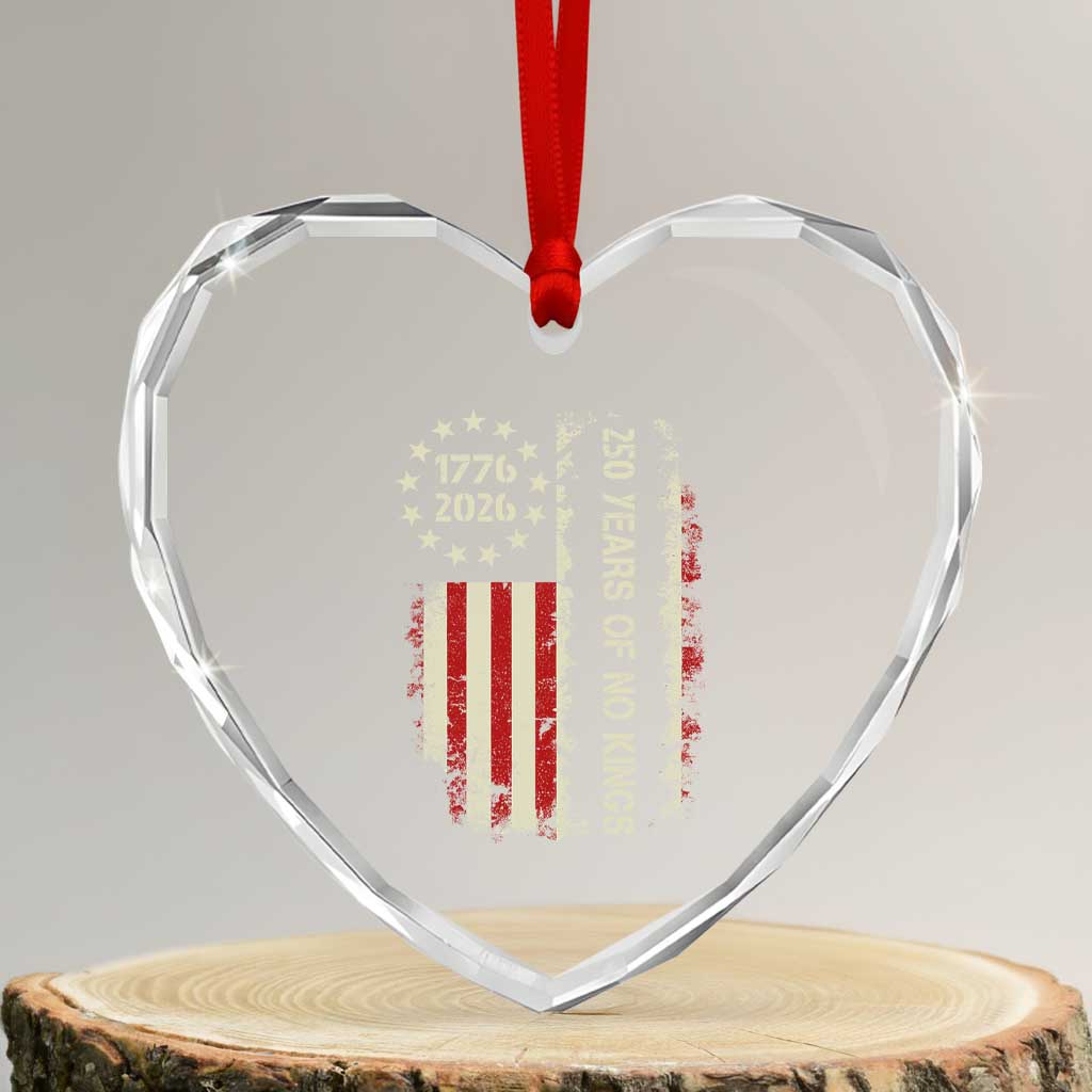 250 Years Of No Kings Heart Crystal Glass Ornament Vintage American Flag TS12 Transparent Glass 3'' Heart Print Your Wear