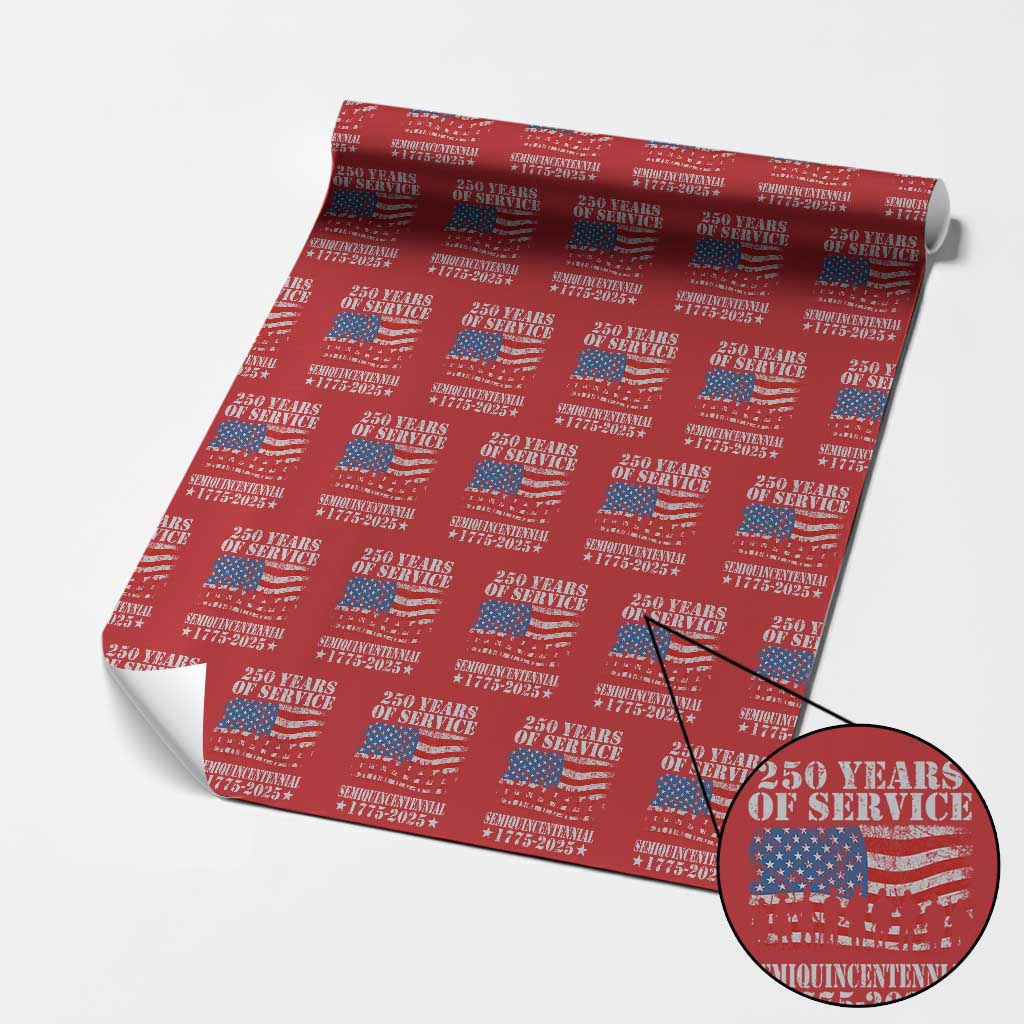 250 Years Of Service Semiquincentennial Wrapping Paper Roll US Military Army Birthday American Flag TS11 Red Print Your Wear