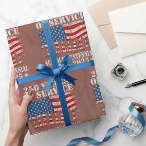 250 Years Of Service Semiquincentennial Wrapping Paper Roll US Military Army Birthday American Flag TS11 Mocha Print Your Wear