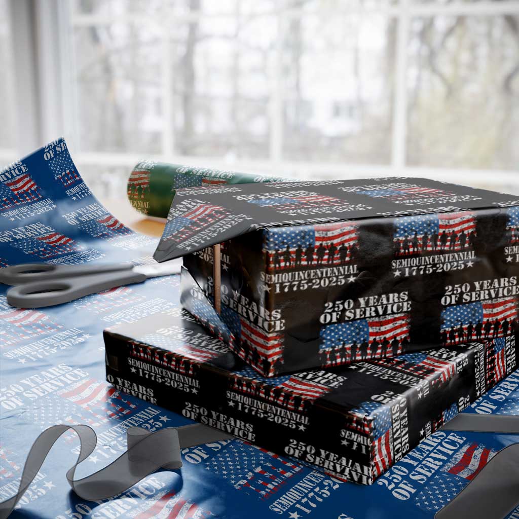 250 Years Of Service Semiquincentennial Wrapping Paper Roll US Military Army Birthday American Flag TS11 Black Print Your Wear