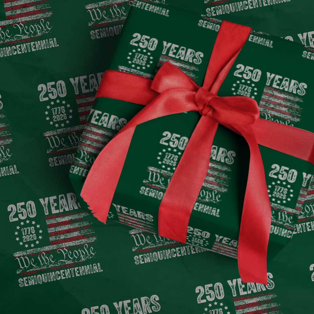 250 Years Semiquincentennial Wrapping Paper Roll 250th America Anniversary Independence Day USA Flag TS11 Green Print Your Wear