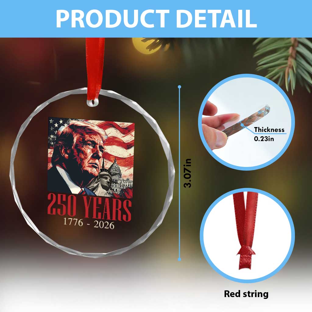 250 Years Trump Crystal Glass Ornament 250th American Anniversary Independence Statue Of Liberty TS11 Print Your Wear