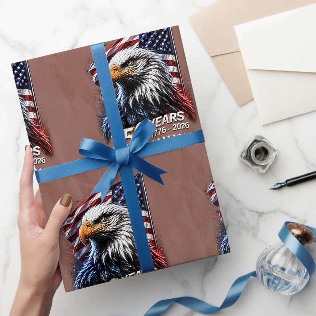 250 Years USA 250th Anniversary Wrapping Paper Roll Patriotic Eagle 4th of July