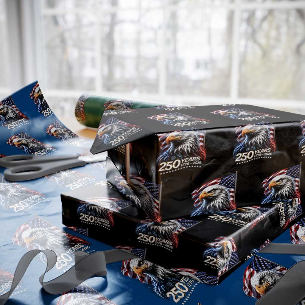 250 Years USA 250th Anniversary Wrapping Paper Roll Patriotic Eagle 4th of July