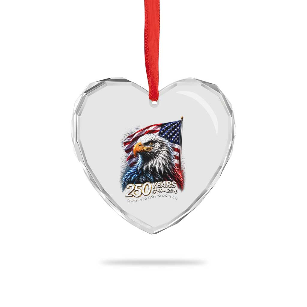 250 Years USA 250th Anniversary Heart Crystal Glass Ornament Patriotic Eagle 4th of July TS11 Print Your Wear