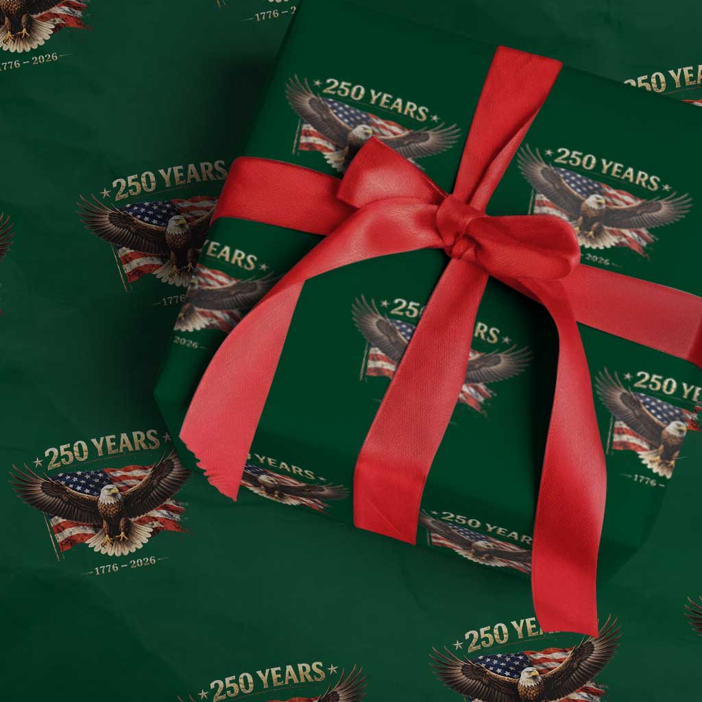 250 Years USA Wrapping Paper Roll Patriotic Eagle America Flag 250th Anniversary 1776 2026 TS10 Green Print Your Wear