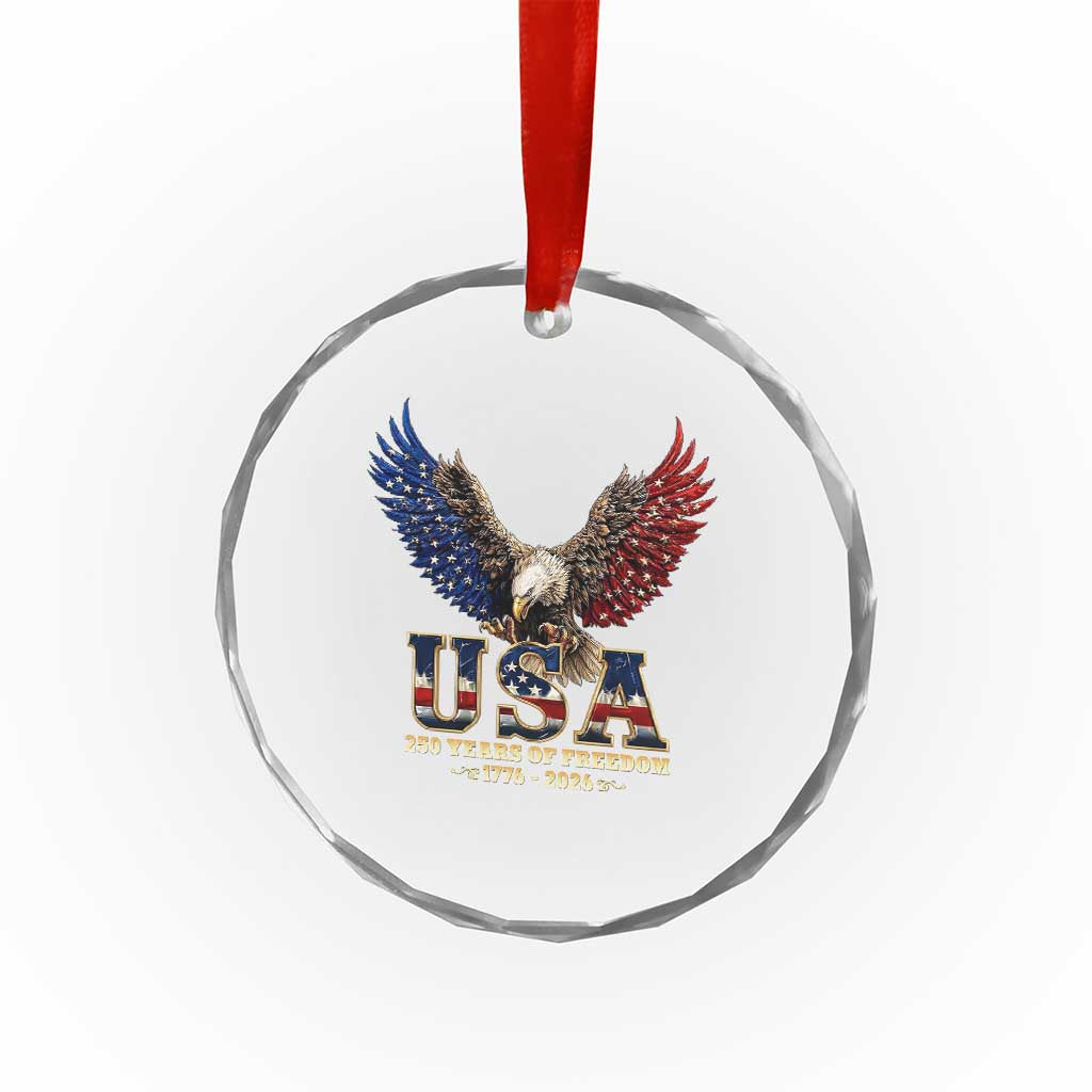 250 Years USA Majestic Bald Eagle Crystal Glass Ornament American Flag Wings Patriotic Semiquincentennial 250th Anniversary TS02 Print Your Wear
