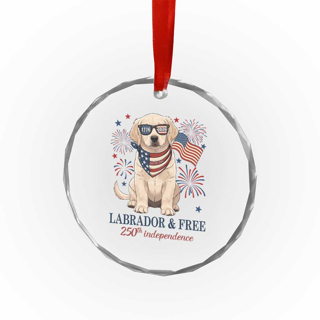 250th America Anniversary Crystal Glass Ornament Labrador Retriever American Flag 4th of July TS14 Print Your Wear
