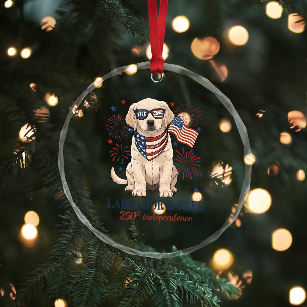 250th America Anniversary Crystal Glass Ornament Labrador Retriever American Flag 4th of July TS14 Print Your Wear