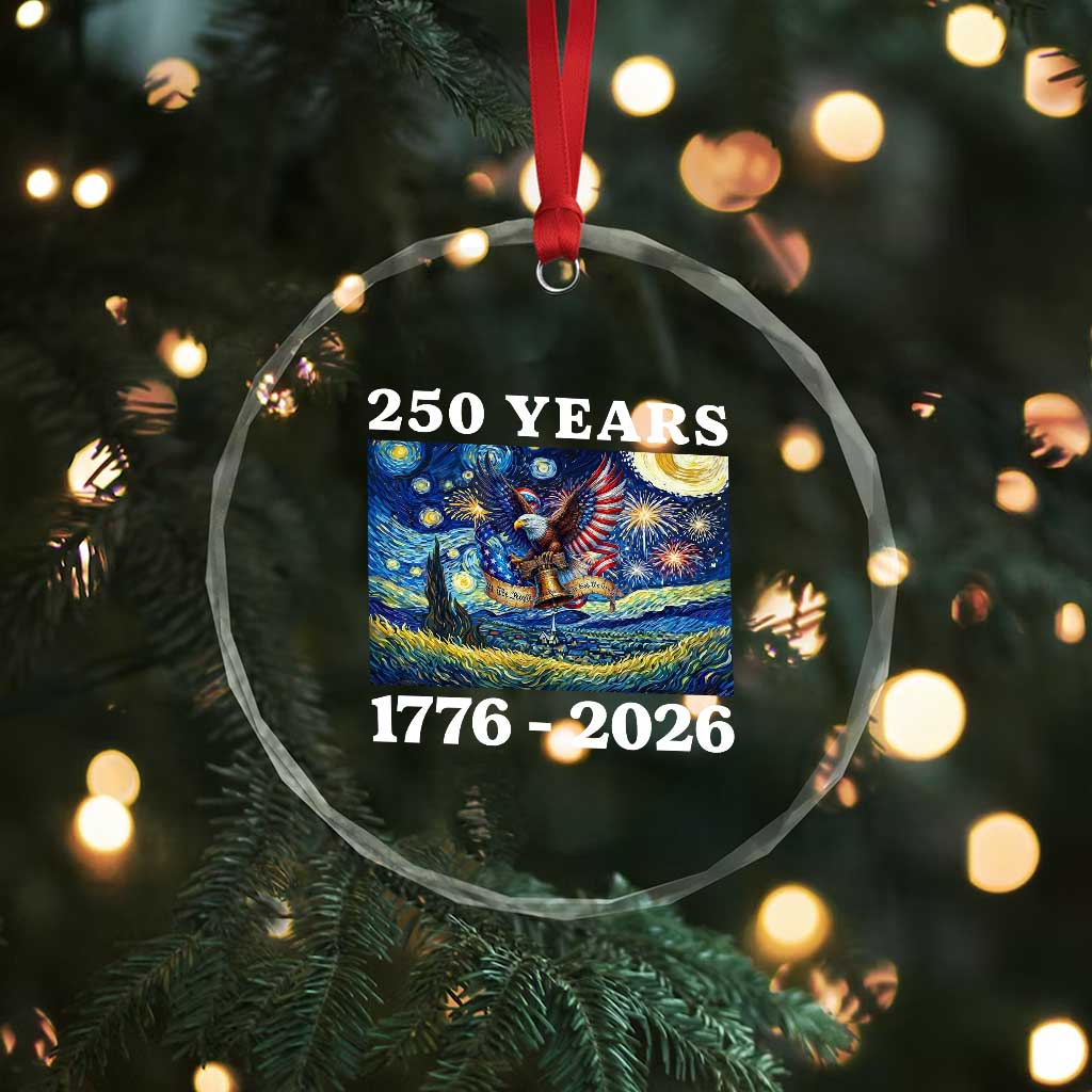 250th America Anniversary Crystal Glass Ornament Starry Night Patriotic Eagle Liberty Bell American Flag TS14 Print Your Wear
