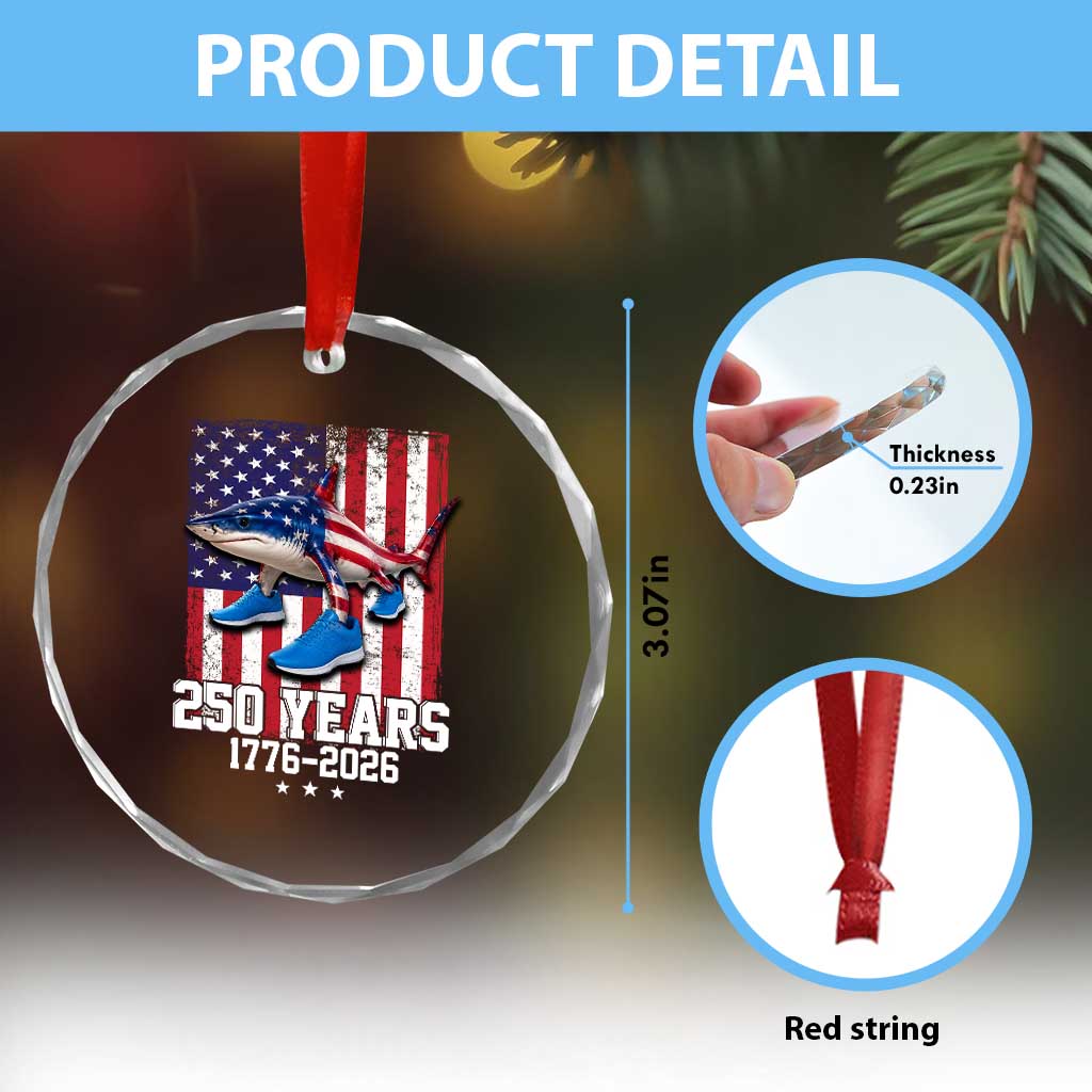 250th America Anniversary Crystal Glass Ornament Tralalero Tralala Italian Brainrot 4th of July Meme TS14 Print Your Wear