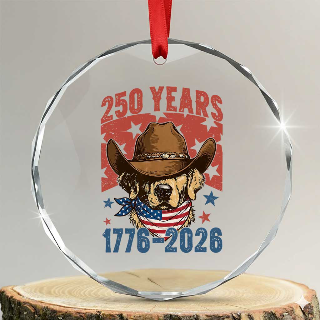 250th America Anniversary Crystal Glass Ornament Western Golden Retriever 4th of July TS14 Transparent Glass 3'' Circle Print Your Wear