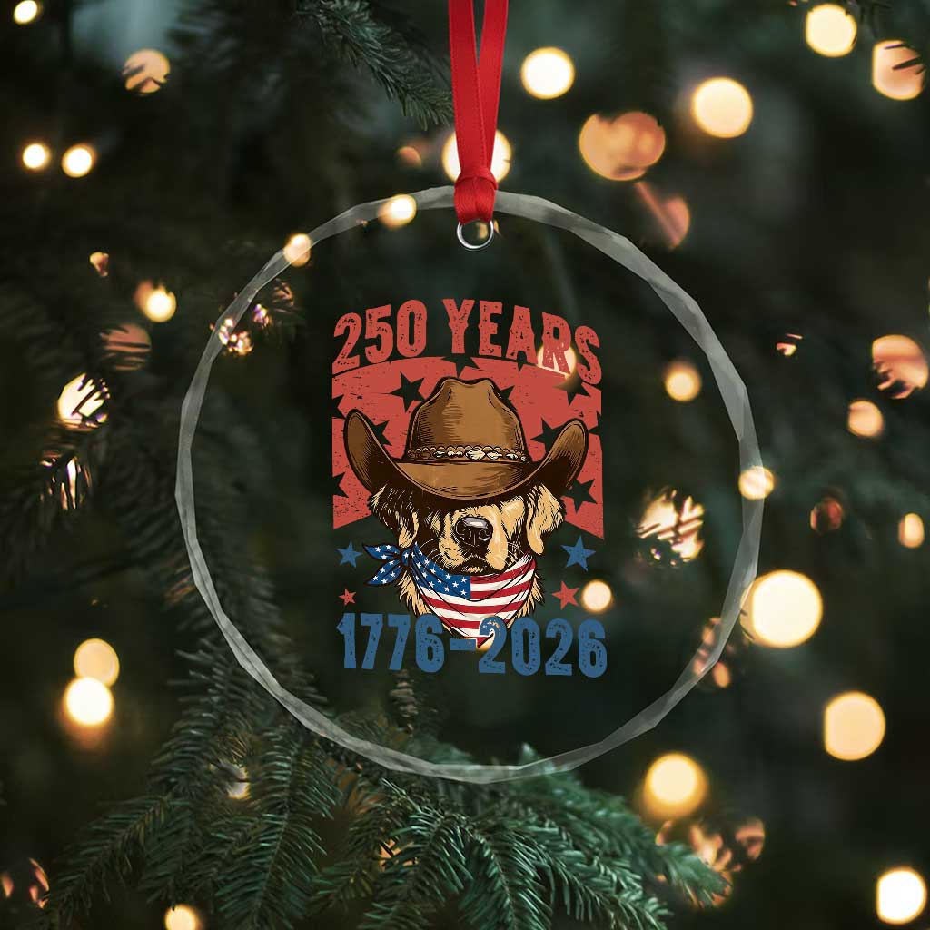 250th Anniversary USA Crystal Glass Ornament Western Golden Retriever 4th of July TS14 Print Your Wear