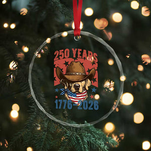 250th Anniversary USA Crystal Glass Ornament Western Golden Retriever 4th of July TS14 Print Your Wear