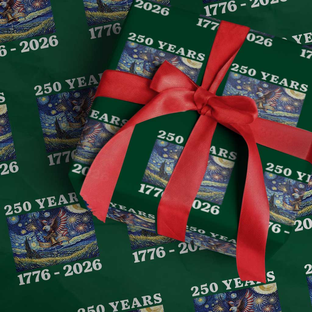 250th America Anniversary Wrapping Paper Roll Starry Night Patriotic Eagle Liberty Bell American Flag TS14 Green Print Your Wear