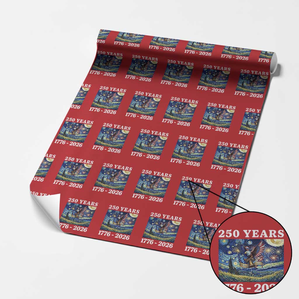 250th America Anniversary Wrapping Paper Roll Starry Night Patriotic Eagle Liberty Bell American Flag TS14 Red Print Your Wear