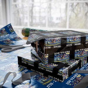 250th America Anniversary Wrapping Paper Roll Starry Night Patriotic Eagle Liberty Bell American Flag TS14 Black Print Your Wear