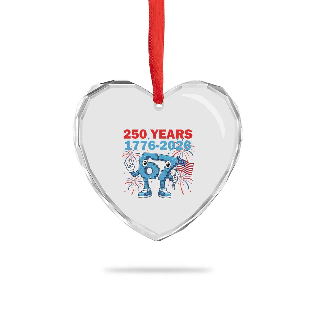 250th America Anniversary Heart Crystal Glass Ornament Funny Italian Brainrot Meme 4th of July