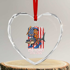 250th America Anniversary Heart Crystal Glass Ornament Funny Tung Tung Tung Sahur Tralalero Tralala 4th of July
