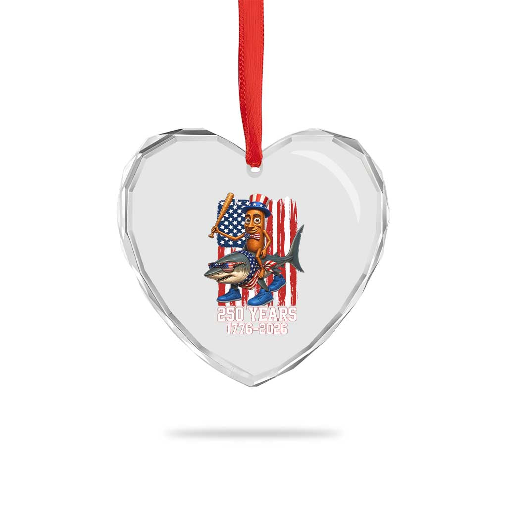 250th America Anniversary Heart Crystal Glass Ornament Funny Tung Tung Tung Sahur Tralalero Tralala 4th of July