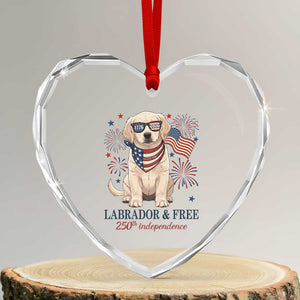 250th Anniversary USA Heart Crystal Glass Ornament Labrador Retriever American Flag 4th of July TS14 Transparent Glass 3'' Heart Print Your Wear
