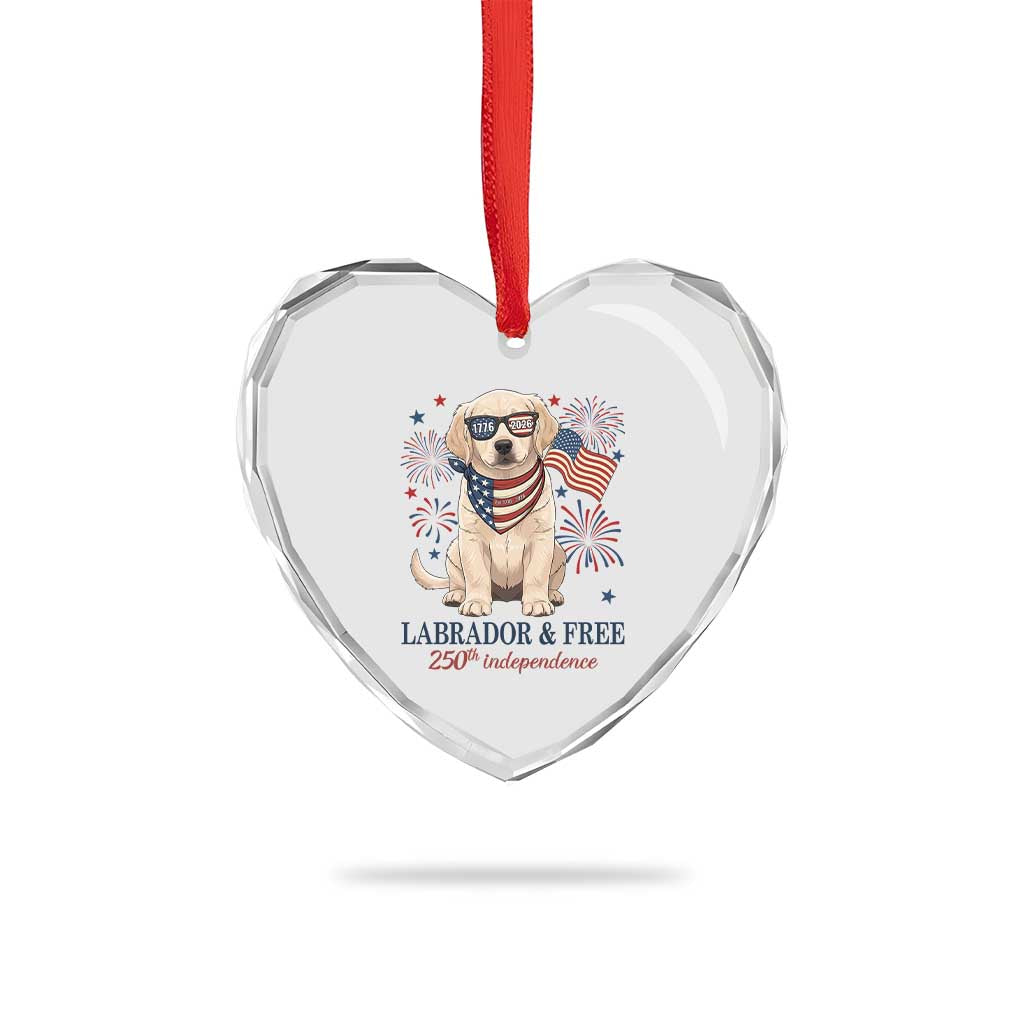 250th Anniversary USA Heart Crystal Glass Ornament Labrador Retriever American Flag 4th of July TS14 Print Your Wear