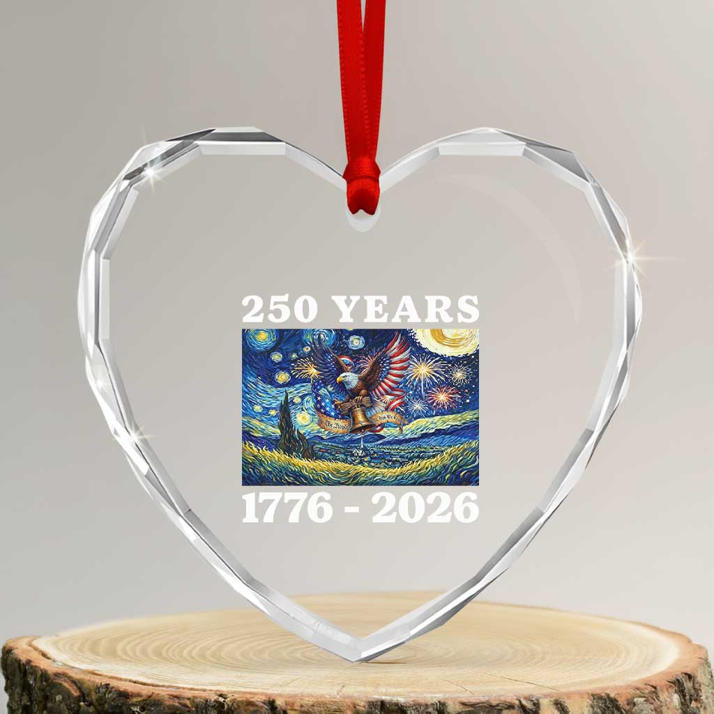250th America Anniversary Heart Crystal Glass Ornament Starry Night Patriotic Eagle Liberty Bell American Flag TS14 Transparent Glass 3'' Heart Print Your Wear