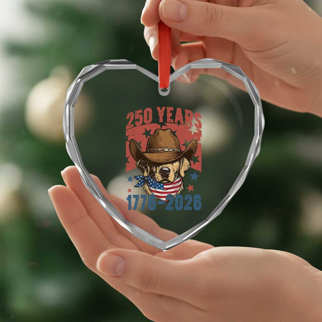 250th Anniversary USA Heart Crystal Glass Ornament Western Golden Retriever 4th of July TS14 Print Your Wear