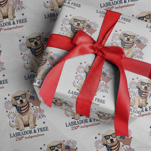 250th Anniversary USA Wrapping Paper Roll Labrador Retriever American Flag 4th of July TS14 White Print Your Wear