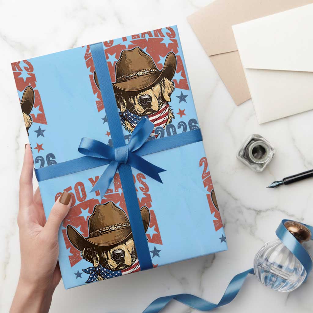 250th Anniversary USA Wrapping Paper Roll Western Golden Retriever 4th of July TS14 Light Blue Print Your Wear