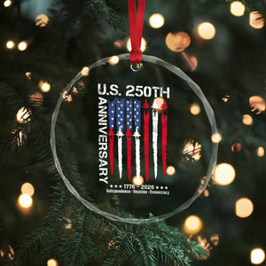 250th American Anniversary Crystal Glass Ornament 250 Years America USA Flag Fighter Jets Patriotic Veterans TS10 Print Your Wear