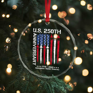 250th American Anniversary Crystal Glass Ornament 250 Years America USA Flag Fighter Jets Patriotic Veterans TS10 Print Your Wear