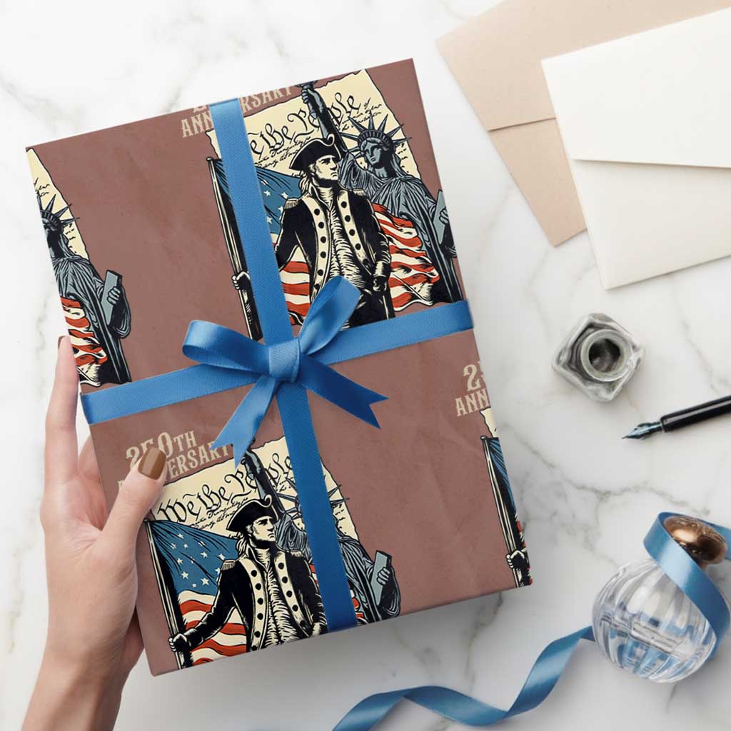 250th Anniversary 1776-2026 We The People Wrapping Paper Roll George Washington and Statue of Liberty History Pride TS02 Mocha Print Your Wear