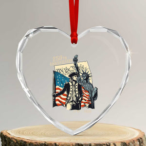 250th Anniversary 1776-2026 We The People Heart Crystal Glass Ornament George Washington and Statue of Liberty History Pride TS02 Transparent Glass 3'' Heart Print Your Wear