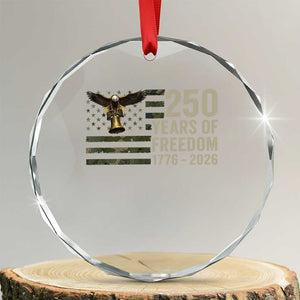 250th Anniversary Crystal Glass Ornament 1776 2026 250 Years Birthday Patriotic Camouflage USA Flag TS10 Transparent Glass 3'' Circle Print Your Wear