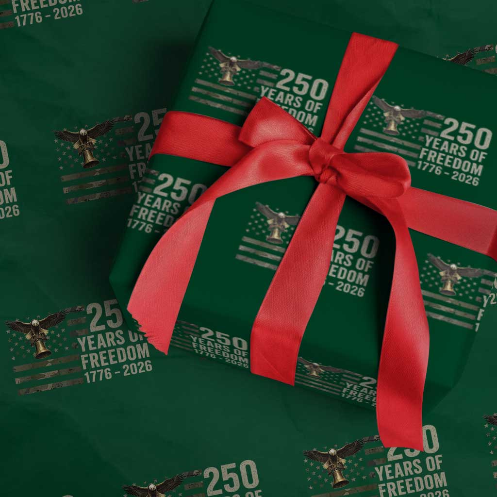 250th Anniversary Wrapping Paper Roll 1776 2026 250 Years Birthday Patriotic Camouflage USA Flag TS10 Green Print Your Wear