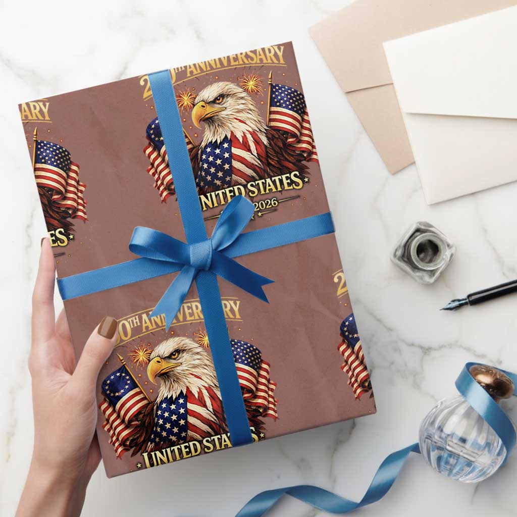 250th Anniversary Wrapping Paper Roll United States 250 Years Birthday 1776 2026 Eagle USA Flag TS10 Mocha Print Your Wear