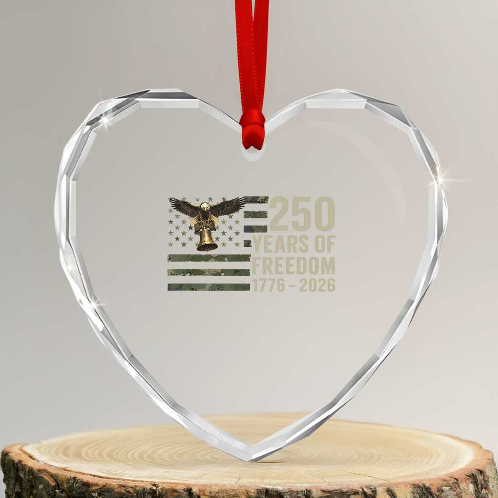 250th Anniversary Heart Crystal Glass Ornament 1776 2026 250 Years Birthday Patriotic Camouflage USA Flag TS10 Transparent Glass 3'' Heart Print Your Wear
