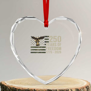 250th Anniversary Heart Crystal Glass Ornament 1776 2026 250 Years Birthday Patriotic Camouflage USA Flag TS10 Transparent Glass 3'' Heart Print Your Wear
