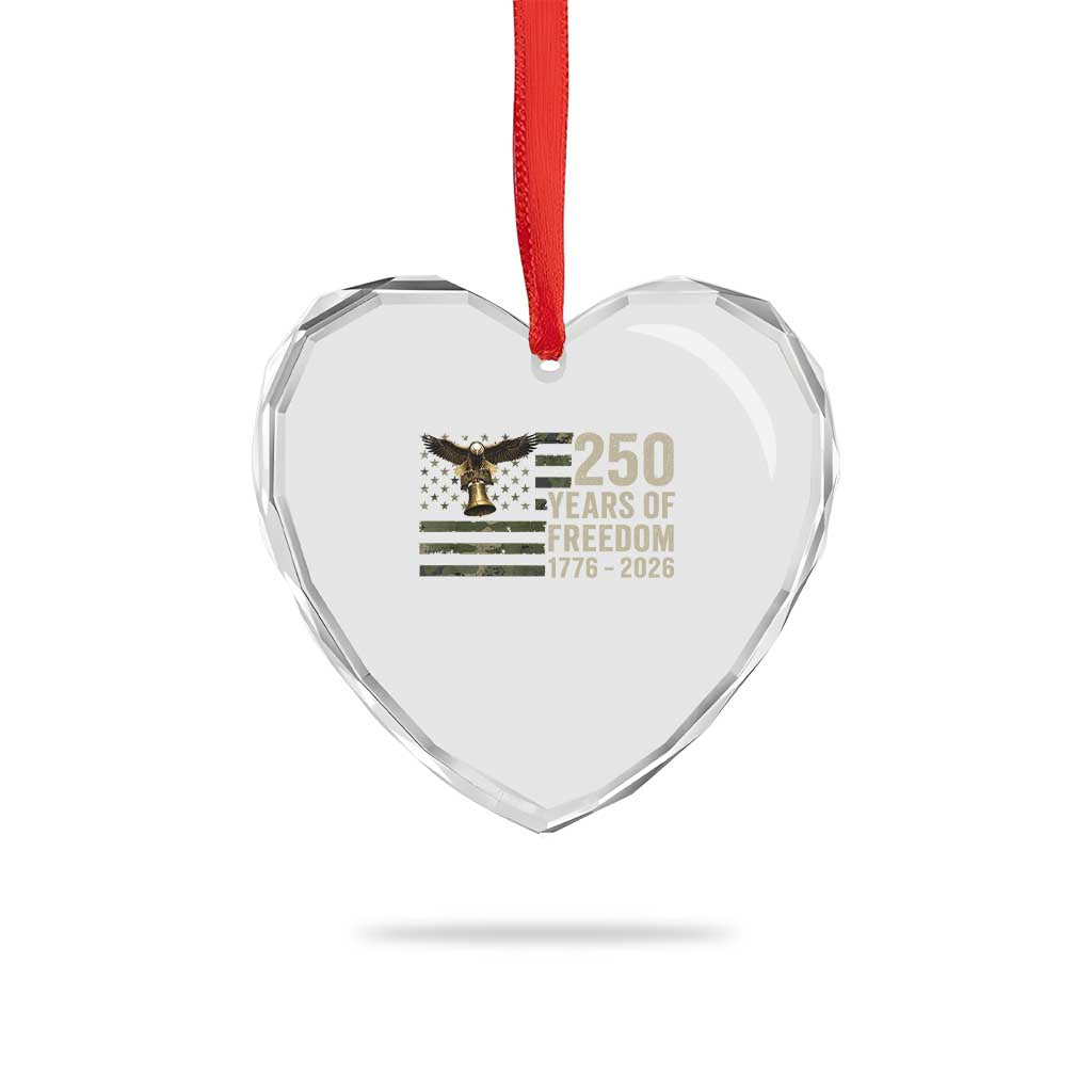 250th Anniversary Heart Crystal Glass Ornament 1776 2026 250 Years Birthday Patriotic Camouflage USA Flag TS10 Print Your Wear