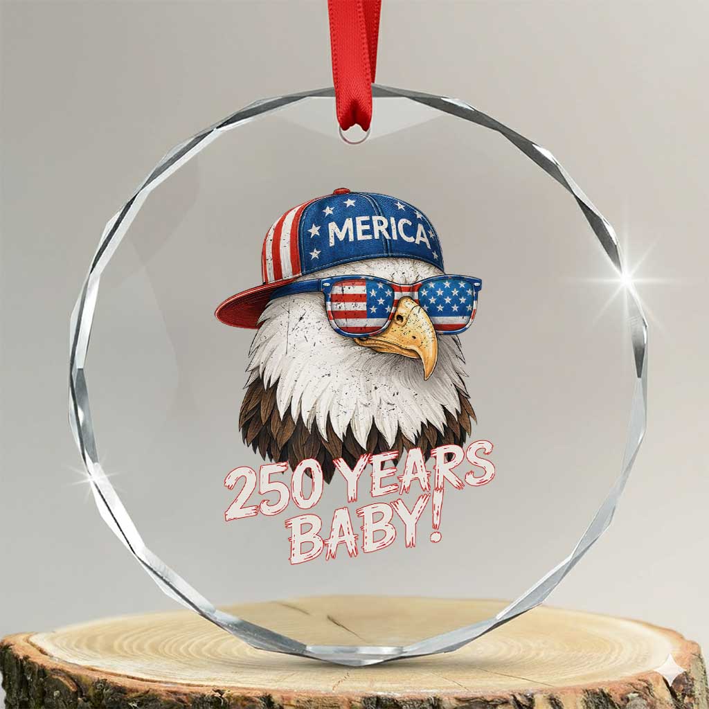 250th Anniversary USA 250 Years Baby Bald Eagle Crystal Glass Ornament TS11 Transparent Glass 3'' Circle Print Your Wear