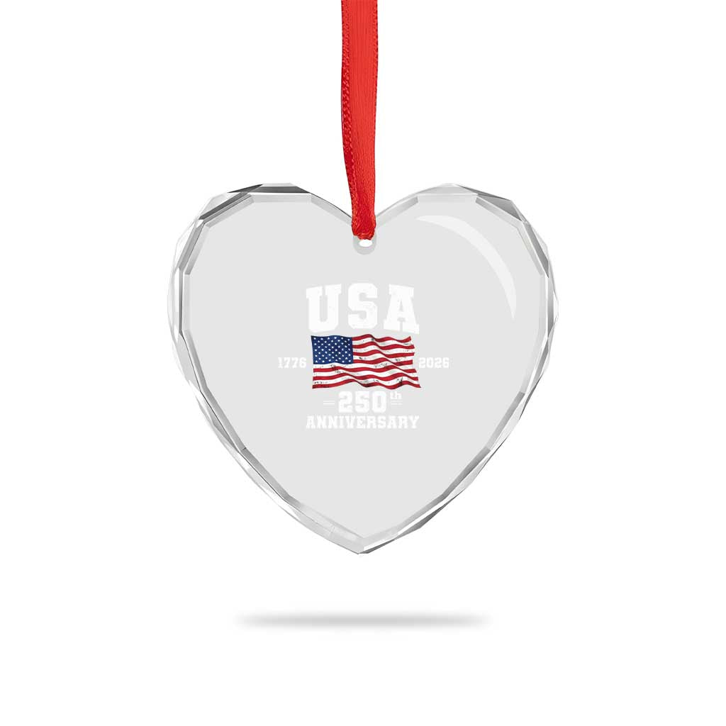 250th Anniversary USA 4th of July America US Flag Patriotic Heart Crystal Glass Ornament TS11 Print Your Wear