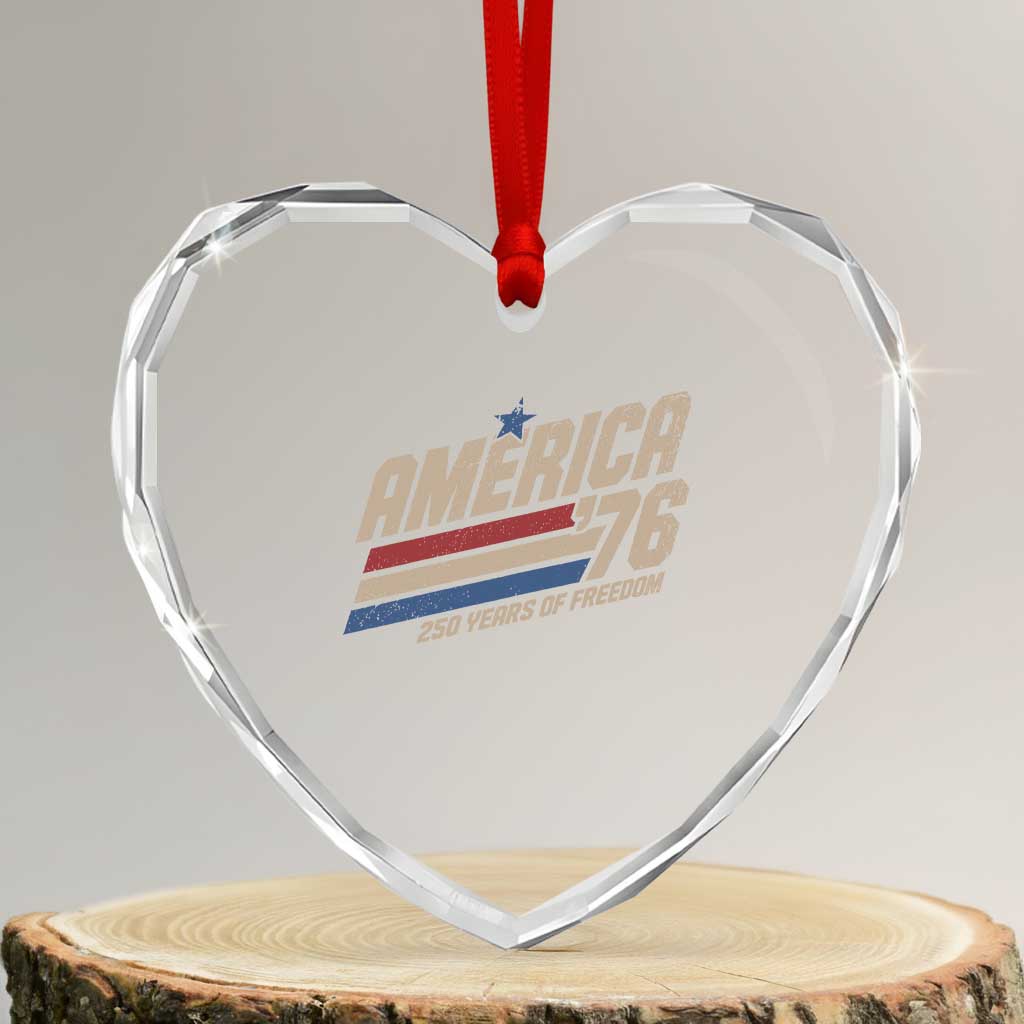 250th Anniversary USA America 76 Heart Crystal Glass Ornament 250 Years Of Freedom 1776 2026 Retro TS11 Transparent Glass 3'' Heart Print Your Wear