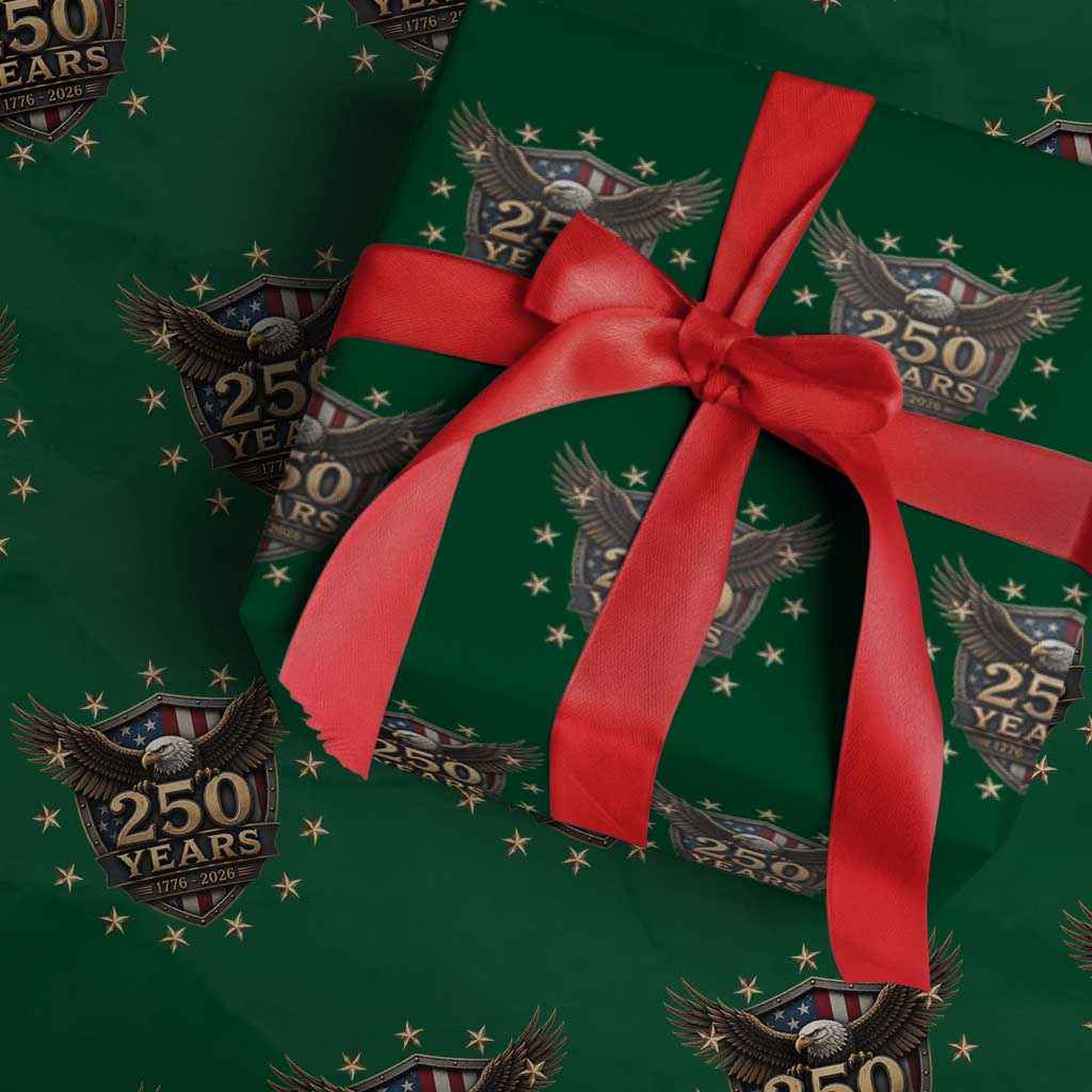 250th Anniversary USA Bald Eagle Wrapping Paper Roll 250 Years 4th of July 1776 2026 TS11 Green Print Your Wear