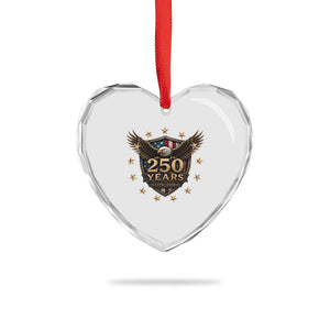 250th Anniversary USA Bald Eagle Heart Crystal Glass Ornament 250 Years 4th of July 1776 2026